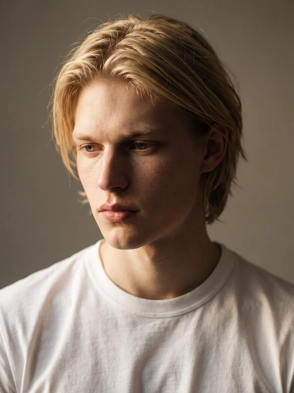 Portrait of Oscar, looking past the camera, in soft side light